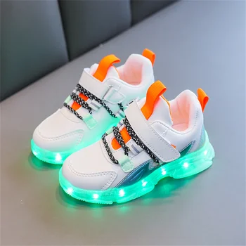 25-36 Primavera Novo Carregamento USB emissor de Luz Sapatos Meninos com Luzes Piscando Esportes Meninas Sapatos Crianças Sapatos de Iluminação