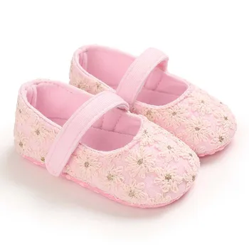 Floral Sapatos De Bebê De Menina Infantil Sola Macia Primeira Caminhantes Toddle Princesa Mary Jane Shoes Recém-Nascido Estilo Simples Prewalker 0-18 Meses