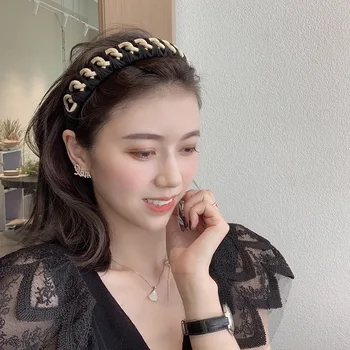 2023 Nova coreano Cruz Atada Hairbands quebra Cabeça antiderrapante Grande e de Alta Qualidade Malha Cadeia de Cabelo Aros Acessórios Tiaras