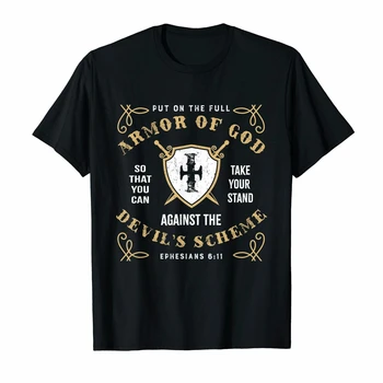 A armadura de Deus. Bíblia Fé Os Cristãos Presentes Mens T-Shirt. Manga curta 100% Algodão Casual T-shirts Solta Top Tamanho S-3XL