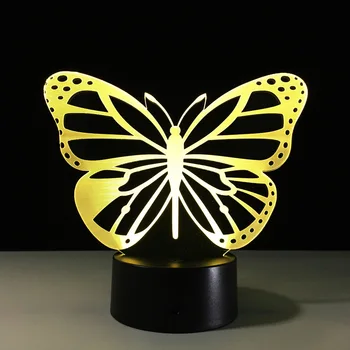 Borboleta de ação em 3d figura luz da noite Acrílico colorido controle remoto LED insetos decoração do Quarto Cor-ajustável Y64