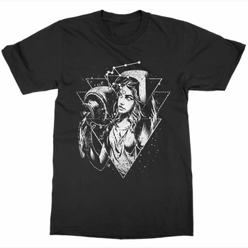 Horóscopo, Astrologia, o Signo do Zodíaco Aquário de Presente de Aniversário T-Shirt 100% Algodão, O Decote Manga Curta Ocasionais de Mens T-shirt Tamanho S-3XL