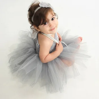 Bebê bonito Vestido Infantil Meninas Crochê 1Layer Tutu de Tule Vestido Vestido de Alça com 4