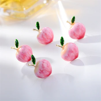 2020 Novas Pequenas Designer de Broches para as Mulheres da Marca Linda de Esmalte Rosa Pinos de Frutas Pêssego Broche de Jóias Senhora Roupas broche;