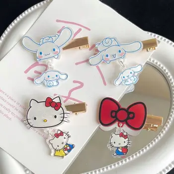 De NOVO Doce Bonito Hello Kitty Cinnamoroll Pingente Grampo de Cabelo Sanrio Kawaii Anime bico de pato Clipe Presilhas Crianças Franja Acessórios de Cabelo