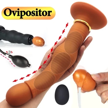 Silicone Inflado Fluxo de ar Empurrar Vagina, Anal Ovipositor Plug Anal G-spot Estimulação Prostática Massagem Adultos Brinquedos Sexuais Para Homens Mulheres