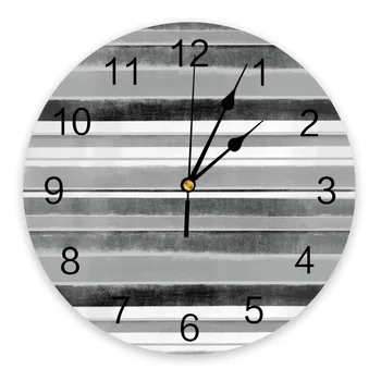 Estilo nórdico Textura Listrada de Cinza, Relógios de Parede de Silêncio Casa de Café Office Decoração da Parede para a Cozinha, Relógios de Parede Arte em Grandes Relógios de Parede
