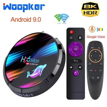 Woopker H96 Max X3 Caixa de TV Android 9.0 Amlogic S905X3 Quad Core Dual wi-Fi 8K H96MAX 4GB 128GB 64GB 32GB Set-top