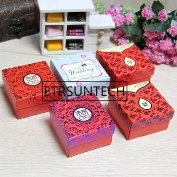 500pcs Chineses Felicidade Dupla Caixa de Doces de Festa Favor Embalagem de Chocolate de Embalagem 6.5*6.5*3.8 cm