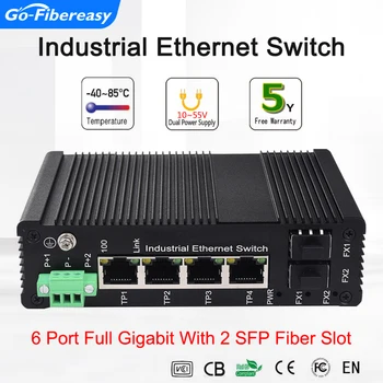 Industrial Switch de fibra Óptica de Fibra 1000Base-FX SFP Slot para 1/2/4/8 porta UTP RJ45 10/100/1000Base-T Gigabit Ethernet Media Converter