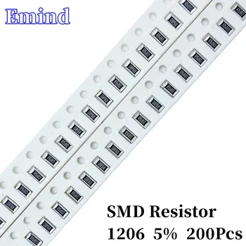 200Pcs Resistor Smd 1206 5% 0U 10 56 68 100 120 560Ohm Diy Componentes Eletrônicos 1K 2K, 20K 4.7 5.6 K K 6.8 K 47K 56K 560K 680K 1M