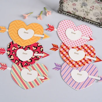 3pcs Coração de Papel & Seta Valentine Placas 3D Dom Cartões Coloridos Cartões de Aniversário Amante Crianças