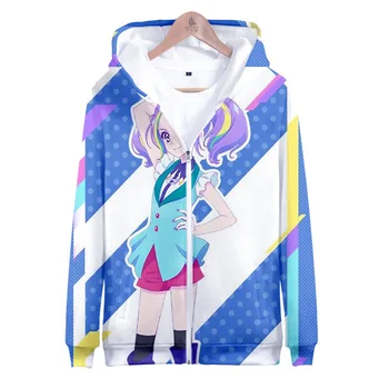 2021 Aikatsu Homens/Mulheres Zíper Capuz para Impressão 3D Jogo de Moda Camisola de Manga comprida Casaco Plus Size Zíper Capuz Roupas