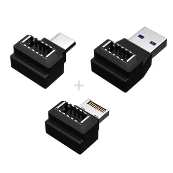 Zihan 3pcs USB 3.1 Painel Frontal Cabeçalho do Tipo Fêmea para Macho Tipo A e Tipo-C Adaptador