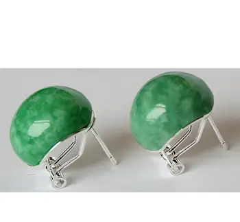 Quente Sellhot venda nova - estilo simples 925 Prata Verde Natural Brincos de jade
