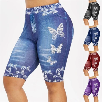 Plus Tamanho S-5XL Moda Feminina Impresso Borboleta Leggings Mulheres Casual Jeans Quadris de Qualidade Respirável, Leggings Para Senhoras
