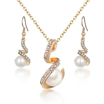 bonito simulado pérola conjuntos de jóias para womne de cadeia longa da cor do ouro de casamento nupcial conjuntos de jóias para senhoras