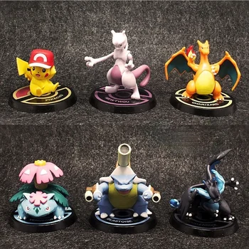 Pokemon Charizard Blastoise Venusaur Mew Pikachu Bonito Figura De Ação Ornamento Brinquedos