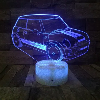 Ceia de Carro 3D Lâmpada de 7 Cores Mudando Ilusão 3d Novidade da Noite do Diodo emissor de Luzes de Crianças Presente Lâmpada de Tabela Casa Café Bar de Decoração
