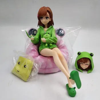 Anime Toaru Kagaku no Railgun Misaka Mikoto Posição Sentada PVC Figura de Ação Colecionáveis Modelo de Boneca de Brinquedo 14cm