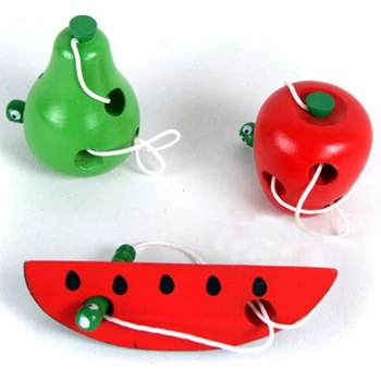 Madeira Montessori Brinquedos Educativos Engraçado Verme Comer A Fruta Maçã Pera Bebê De Brinquedo Aprendizagem Precoce De Ensino Aids Quebra-Cabeças De Crianças Brinquedos De Presente
