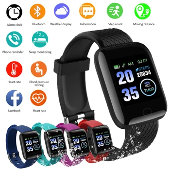 116 Além de Smart Watch Homens Mulheres Pressão Arterial Monitor Impermeável Tracker Pulseira de frequência Cardíaca Smartwatch Para Android IOS Relógios