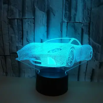Novo Carro esportivo 3d Pequena Luz da Noite de Toque Colorida Usb Power Led Visual de Crianças Luzes de Lâmpadas do Diodo emissor de Luz Usb