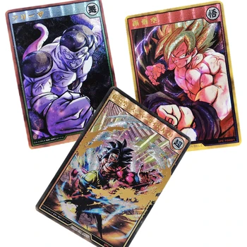 3pcs Dragon Ball Áspero Flash Bronzeamento Pequeno Conjunto de Cartões Flash Cartão de Herói, Filho de Goku, Freeza do Anime Cartas Colecionáveis