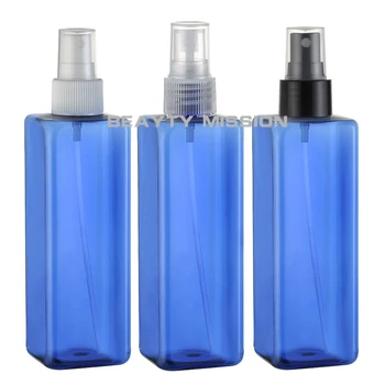 BELEZA MISSÃO 250ml Quadrado Azul Composição da Água Frasco de Spray Pulverizador de Perfume Embalagem de Garrafa de 24pcs/monte