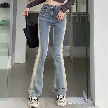o coreano Moda das Mulheres de Cintura Alta Jeans Skinny Slim Fit Lavável Queimado Pantspantalones de mujer y2k
