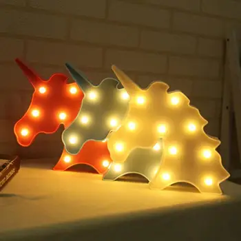 DIODO emissor de Unicórnio Noite de Luz Decorativos 3D Letreiro Sinal de Luz Secretária Tabela de Decoração para Quarto de crianças, Crianças Sala de Presente