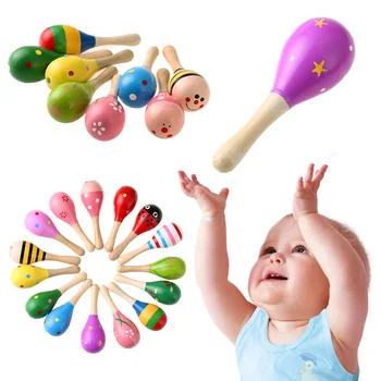 1pcs de Madeira Chocalhos, Instrumentos Musicais Bebê Chocalhos de Areia Martelo de Madeira de Brinquedos para recém-nascidos Filhos Pequenos Festa de Presentes