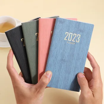 2023 A6 Novo Notebook Calendário Textura do Couro do PLUTÔNIO Diária Semanal Mensal do Plano Para Fazer a Lista de Negócio Eficiente inglês Cadernos