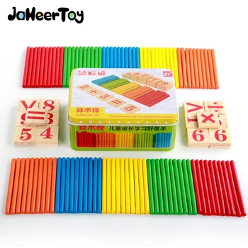 JaheerToy Aritmética Brinquedos para as Crianças Contam a Vara de Madeira de Brinquedos de Ferro do Pacote da Caixa da Operação Matemática 3-4-5-6-7-8 Anos