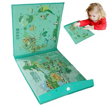 Magnético Mapa Mapa De Puzzle Para Crianças Geografia Quebra-Cabeças Brinquedo Educativo Para Crianças, Meninos E Meninas Com Idades Entre 4 A 6