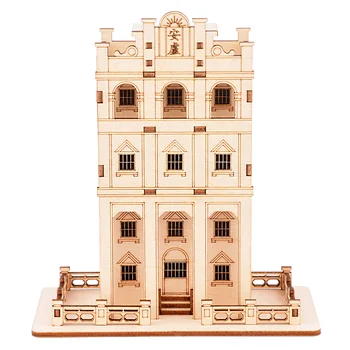 Madeira 3D quebra-cabeça tridimensional DIY artesanal de quebra-cabeça de madeira-assembleia modelo de educação infantil brinquedo torre modelo