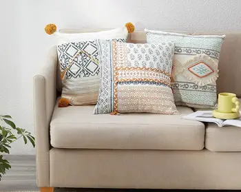 Novas simples sofá capa de almofada, fio de algodão tecido, fronha, homestay modelo de decoração de quarto, estilo Nórdico fronha