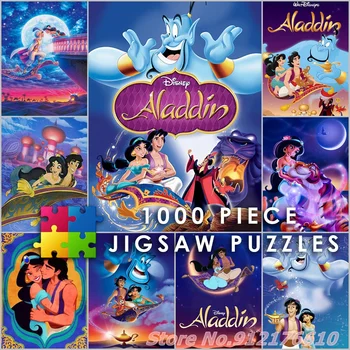 Disney Aladdin e A Lâmpada Mágica 1000 Peça de Quebra-Cabeças Princesa de desenho animado Quebra-cabeça de Papel Criativo Descompactar Brinquedos Educativos