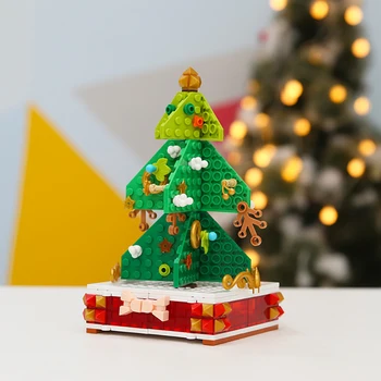Montagem de Blocos de Árvore de Natal de Jóias Caixa de Armazenamento de Caixa de Presente de Natal Decorações DIY Blocos de Construção Acessórios Rack Ornamento