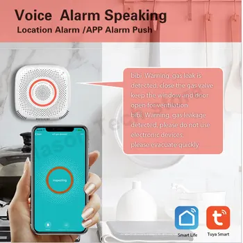 Tuya smart Wifi doméstica de Gás de ligação do Detector de Gás Combustível Natural Alarme de Fuga de Sensor de Controle de Aplicativo para o Alarme da Segurança Home