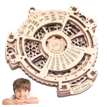 3D Calendário Perpétuo de Madeira Puzzle DIY Quebra-cabeça de Madeira de Transmissão Mecânica do Modelo Educacional do Brinquedo de Presente de Aniversário Para Adolescentes