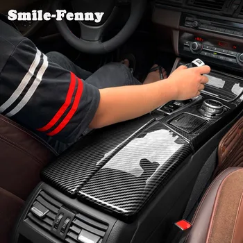 Para o BMW Série 7 F01 2009-2015 Carro de Controle Central com apoio de Braço Caixa de Couro do PLUTÔNIO de Tampa de Proteção do Tapete Interior Etiqueta Auto Acessórios