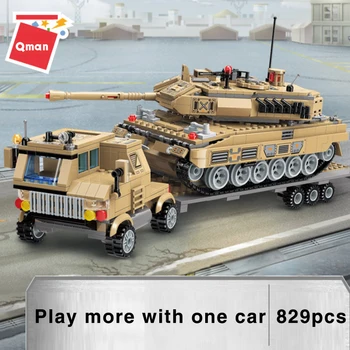 829PCS de Alta tecnologia Tanque de Modelo Militar de ensino Construção de blocos de Trovão Tanque Transportador de Tijolos de Brinquedos Para Crianças de Presente