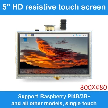 MOOL de 5 Polegadas Compatível com HDMI Resistive do Toque de Tela 800X480 HD Tela de exposição do LCD da Tela do Módulo Para o Raspberry Pi 3B+/4B