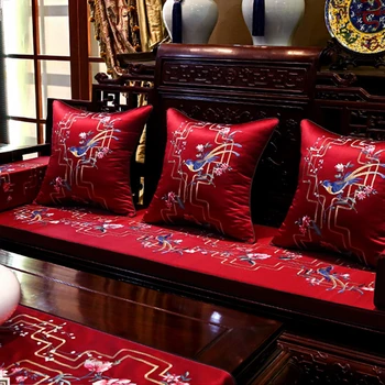 Chinês Tradicional Estilo Almofadas Decorativas e Bordados de Flores e de Aves Jacquard Capa de Almofada de Decoração de Casa de Sofá Cadeira de Fronha