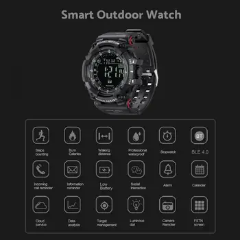 Útil Relógio Digital Bluetooth compatível com o Tipo de Botão Vários Idiomas Eletrônico Assistir Gel de silicone Relógio de Pulso para o dia