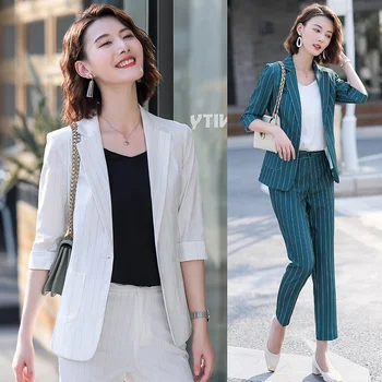 Moda Senhoras Calças, Ternos para Mulheres Ternos de Negócio Branca, Blazer e Jaqueta de Conjuntos de roupas de Trabalho do Office Uniforme Estilos