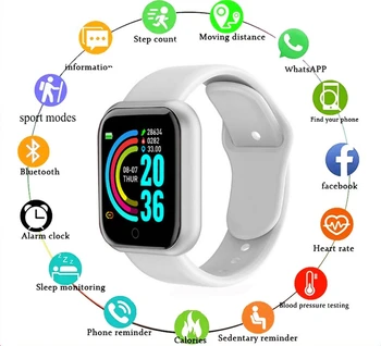 2022 New Kids D20 Smart Watch Homens Sport Fitness Tracker Pressão Arterial Monitor de frequência Cardíaca Y68 Mulheres Pulseira Para Android IOS