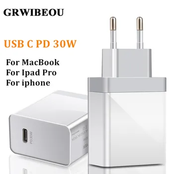 Grwibeou PD Carregador de 30W USB Tipo C de Carregamento Rápido para Phone 8 11 QC3.0 USB C Carga Rápida 4.0 3.0 QC PD Carregador