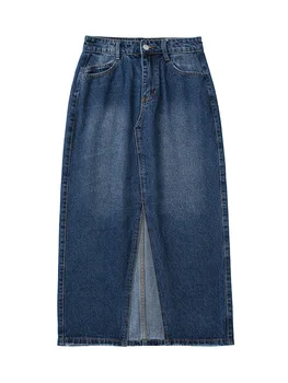Saias Das Mulheres, Em 2022, Cinco Bolsos Casual Jean Saia Jeans Frente De Fenda Sexy Saia Lápis Elegante Senhora Do Escritório De Cintura Alta Saia Midi